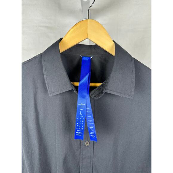 Kit and Ace Long Sleeve Button Up Dress Shirt Black Men's Size Large - Picture 3 of 5